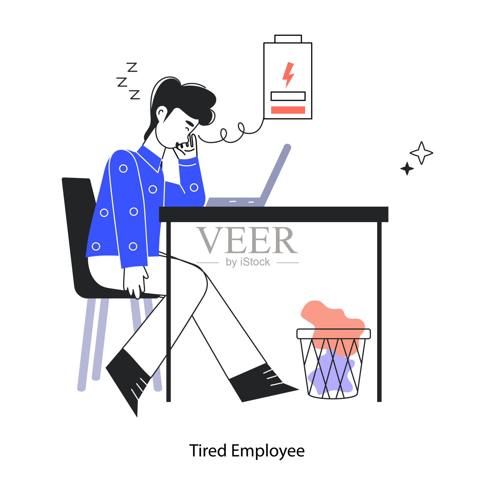 疲惫的员工插画图片素材