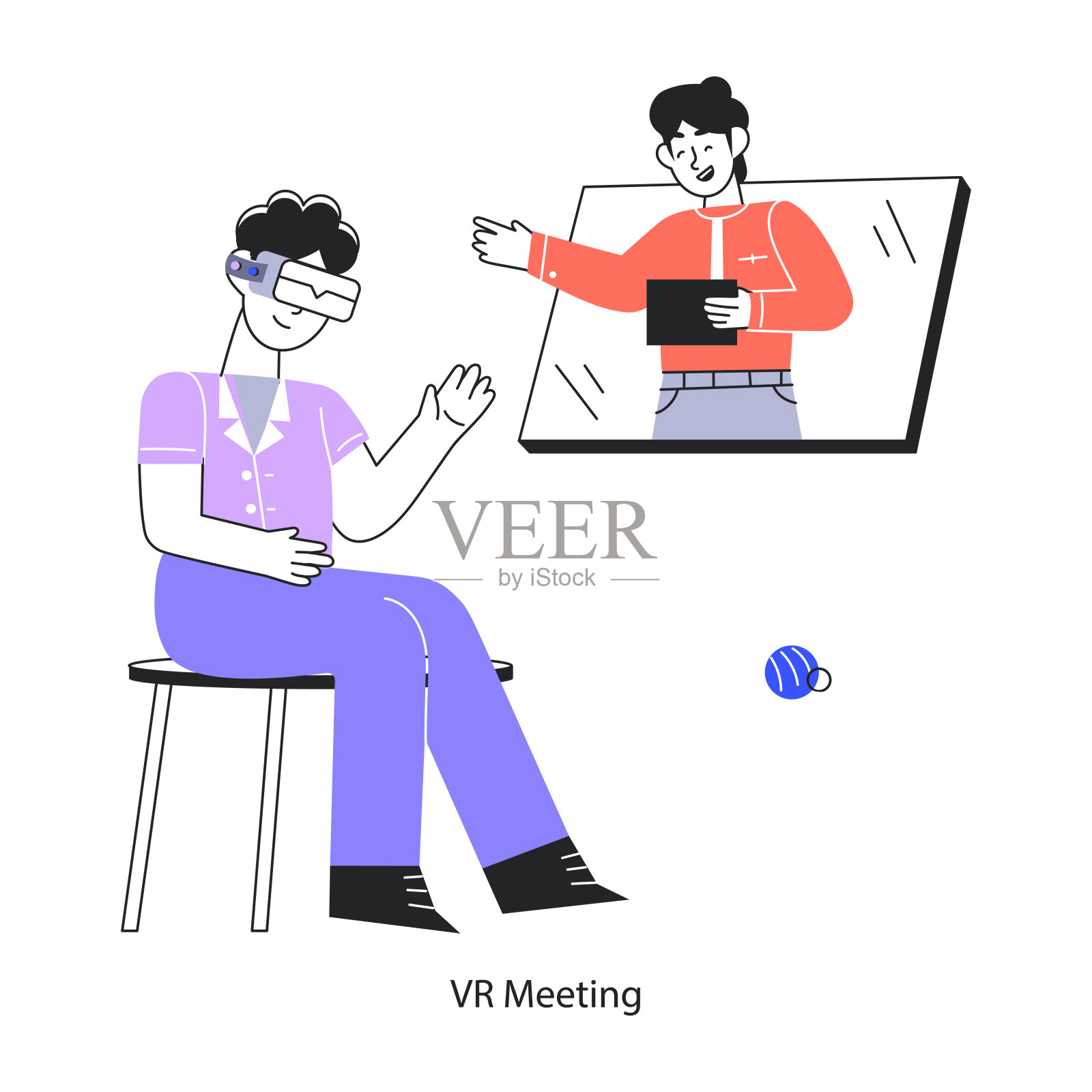 虚拟会议插画图片素材