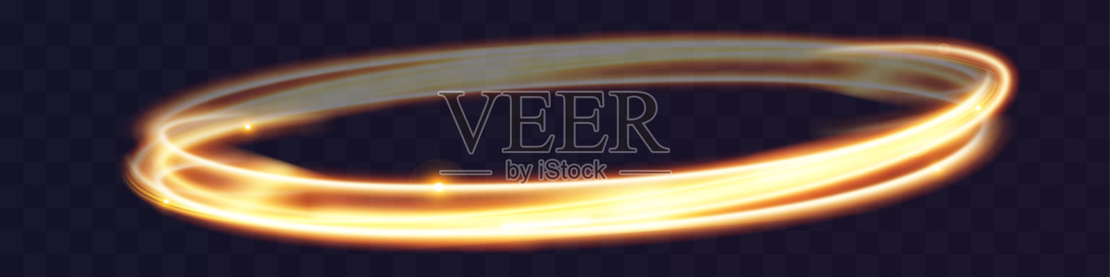 光波闪闪发光的金线。金色发光的设计元素。波浪状明亮条纹。插画图片素材