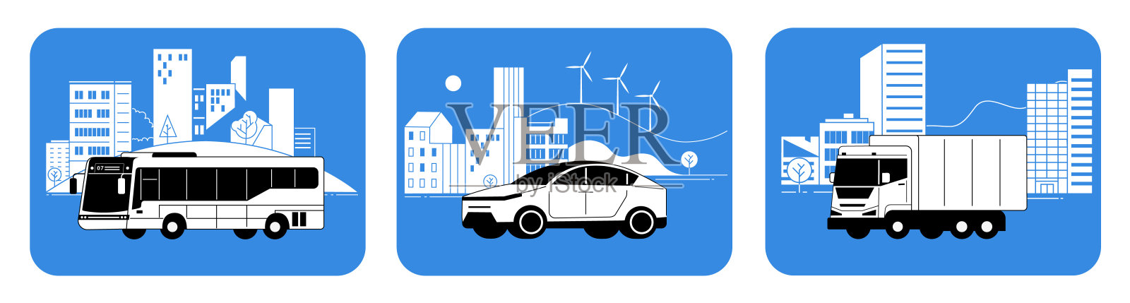 城市交通背景下的城市景观。插画图片素材