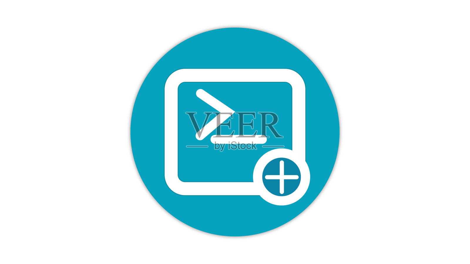 带加号图标的命令提示符插画图片素材