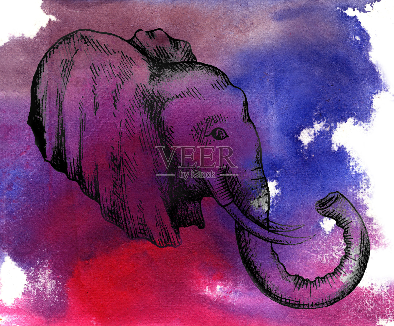 大象濒临灭绝插画图片素材