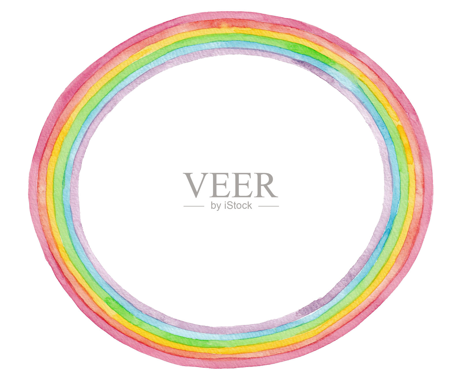 手绘水彩插图:彩虹圈插画图片素材