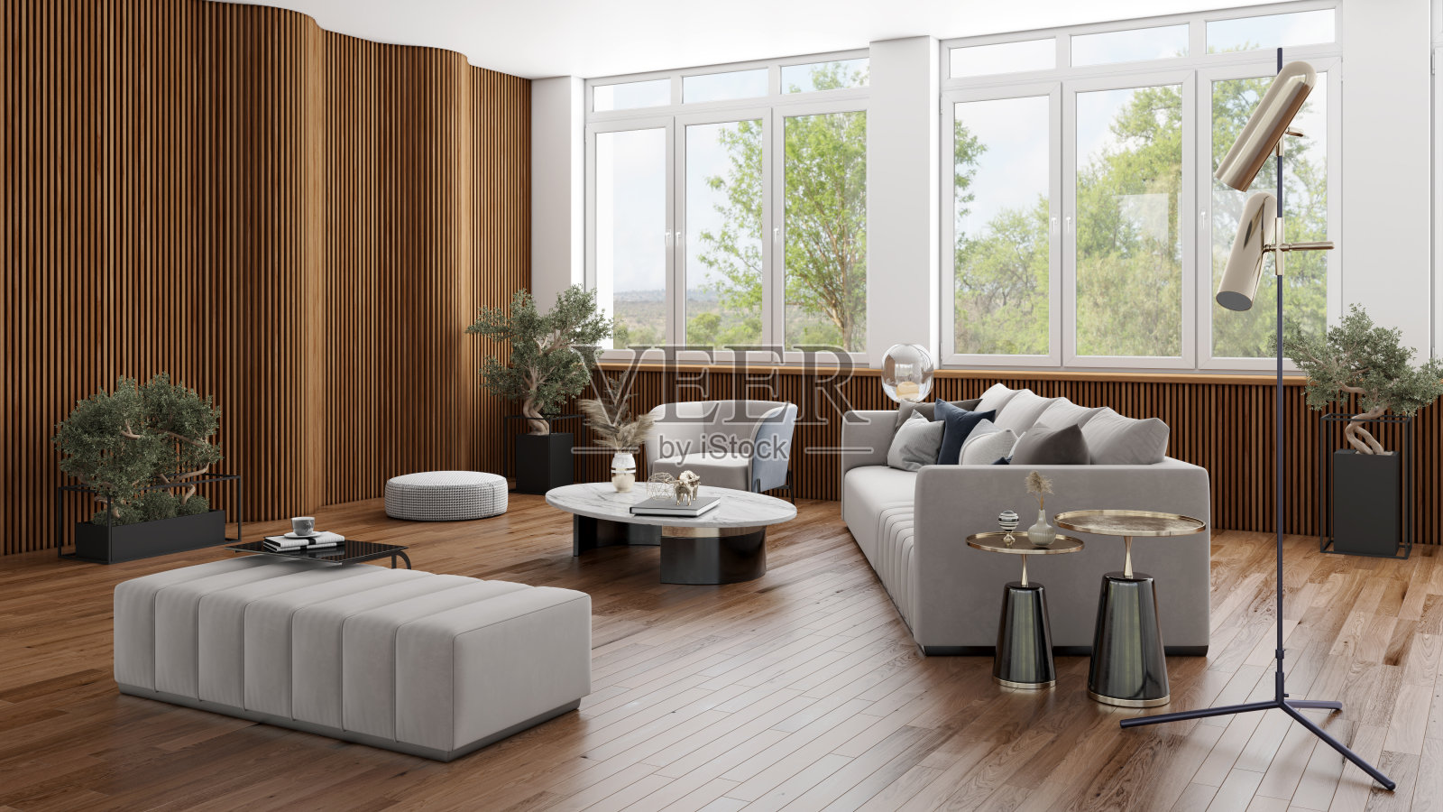 大型豪华现代明亮内饰客厅模型插图3D渲染图像照片摄影图片