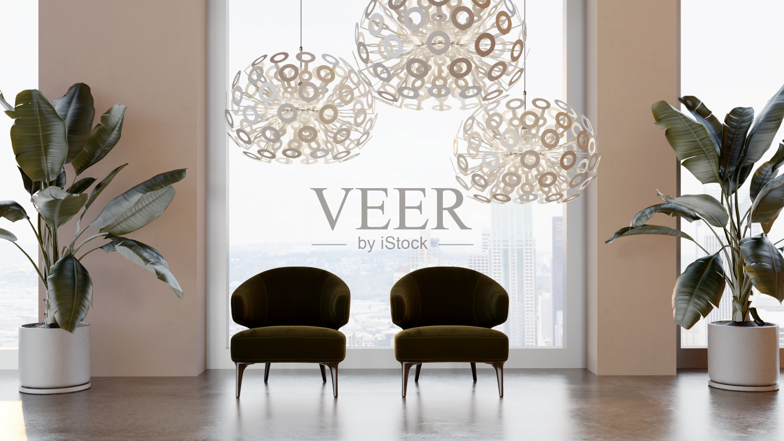 大型豪华现代明亮内饰客厅模型插图3D渲染图像照片摄影图片