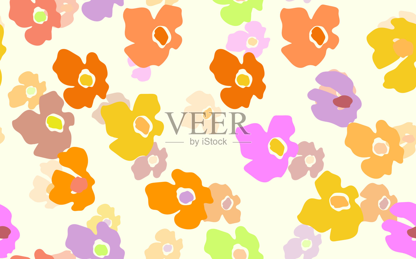 基于传统民间艺术装饰的无缝花卉图案。彩色背景上的彩色花朵。北欧风格。瑞典北欧风格。矢量插图。简单简约的图案插画图片素材