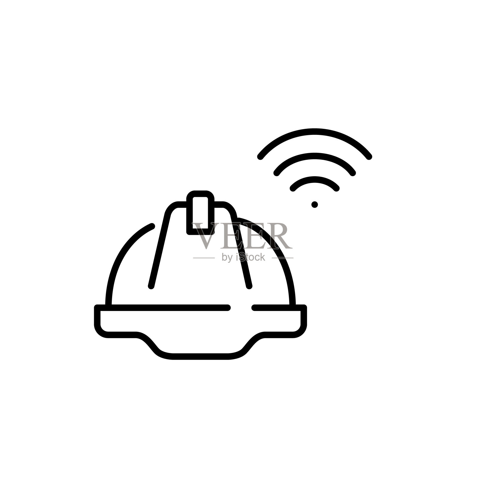 安全帽和wifi标志。数字安全，智能工作场所连接和解决方案。像素完美矢量图标插画图片素材