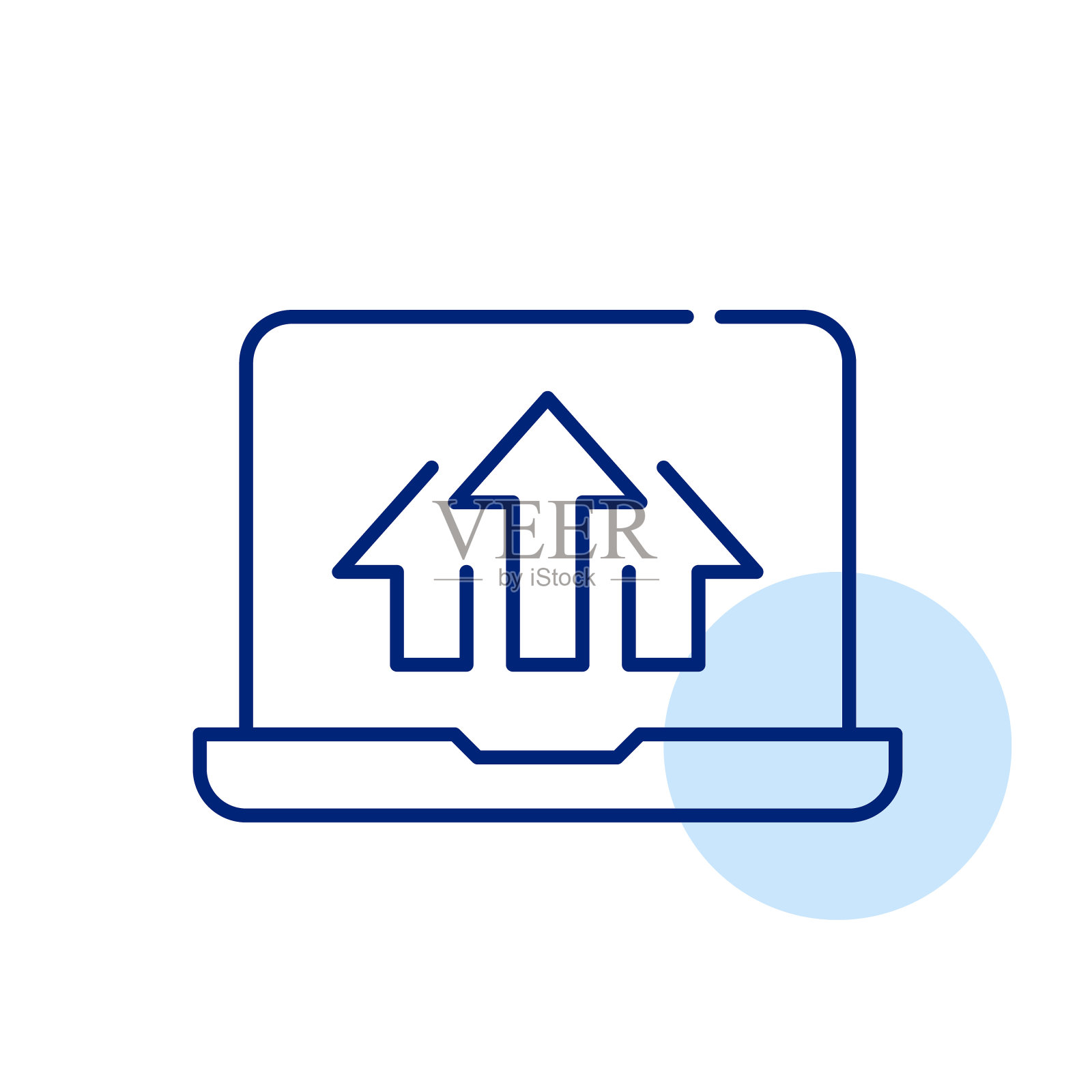 笔记本上的箭头。数字进步，个人成功和成长。像素完美，可编辑的笔画图标插画图片素材