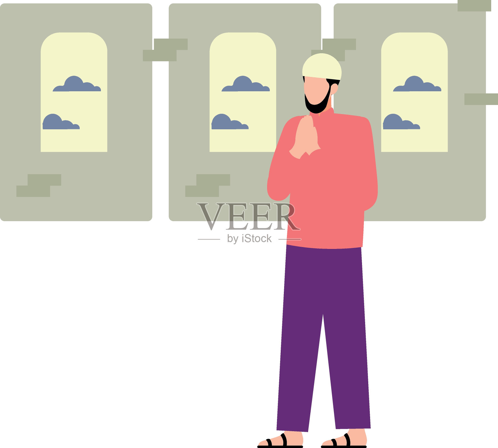 男孩在祈祷。插画图片素材