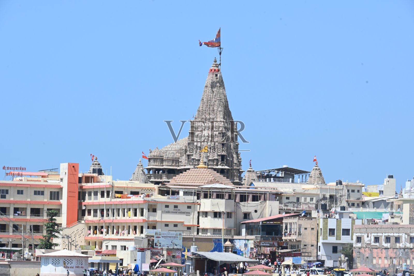 Dwarkadhish殿。照片摄影图片