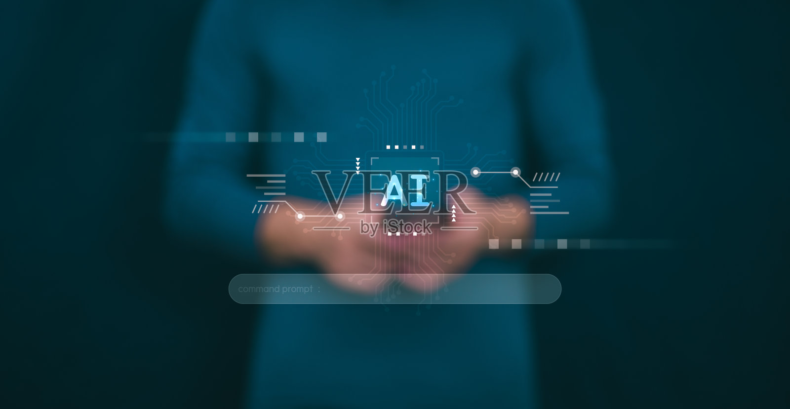 展示将信息连接到各种系统、概念、管理、数字化转型的物联网、大数据和业务流程、自动化操作的人工智能技术的人照片摄影图片