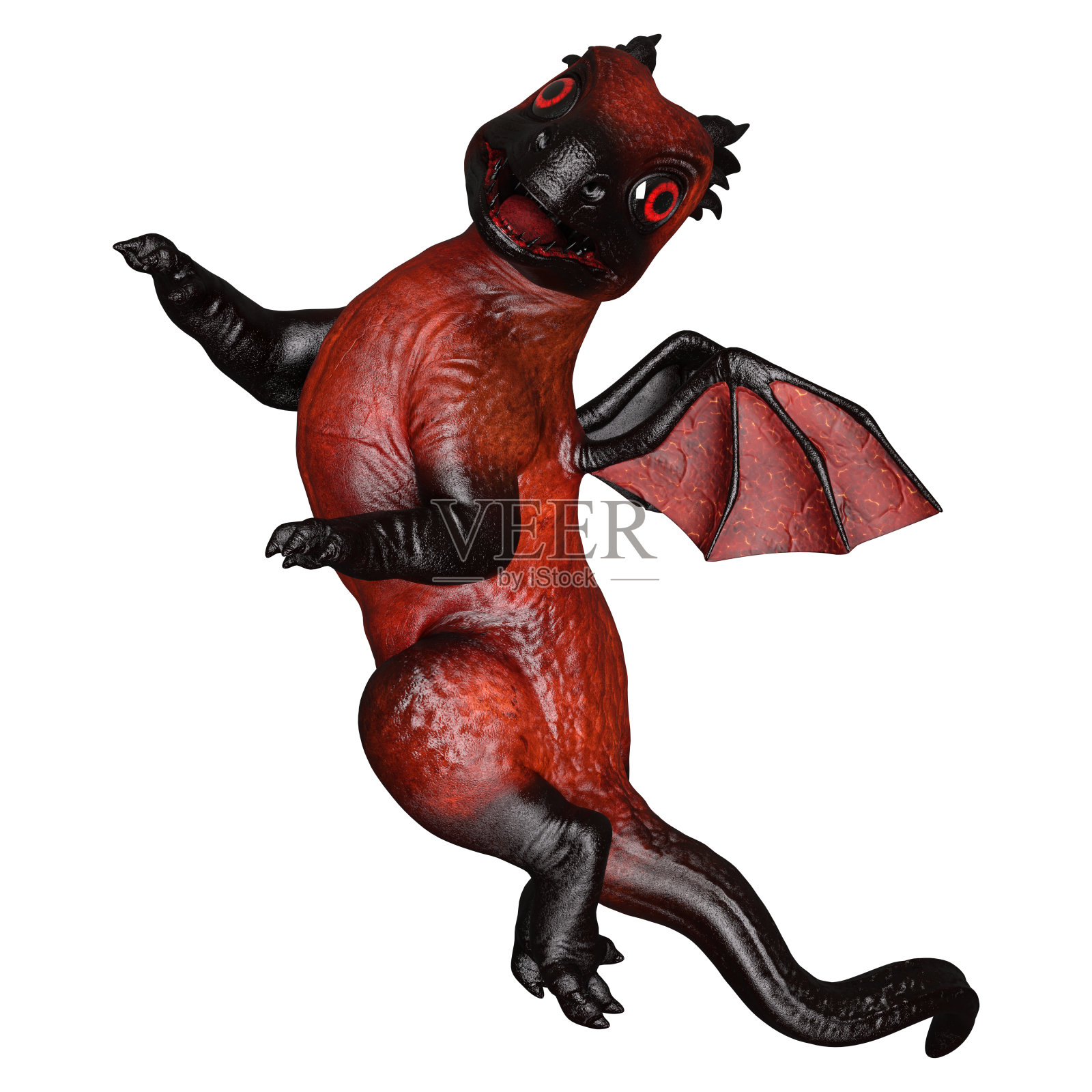 3D渲染童话龙在白色照片摄影图片