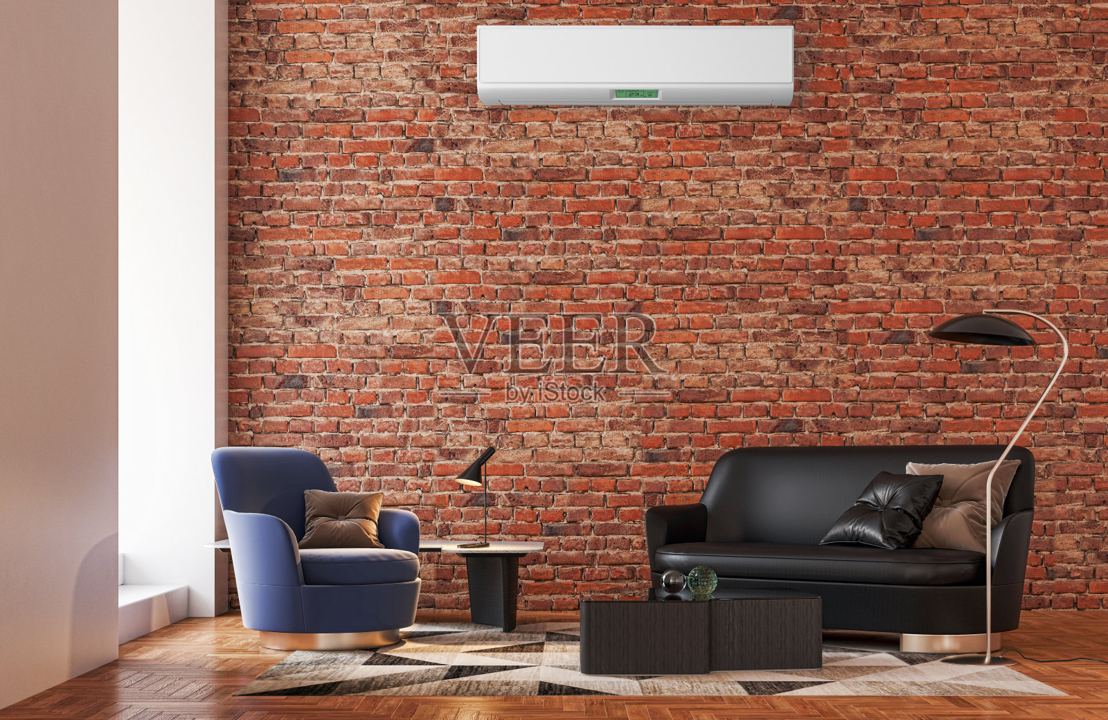 大型豪华现代明亮内饰客厅模型插图3D渲染图像照片摄影图片