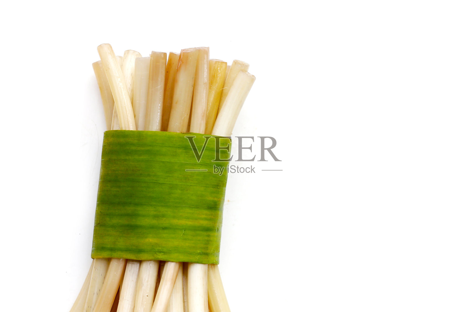 白色背景上的新鲜莲根。照片摄影图片