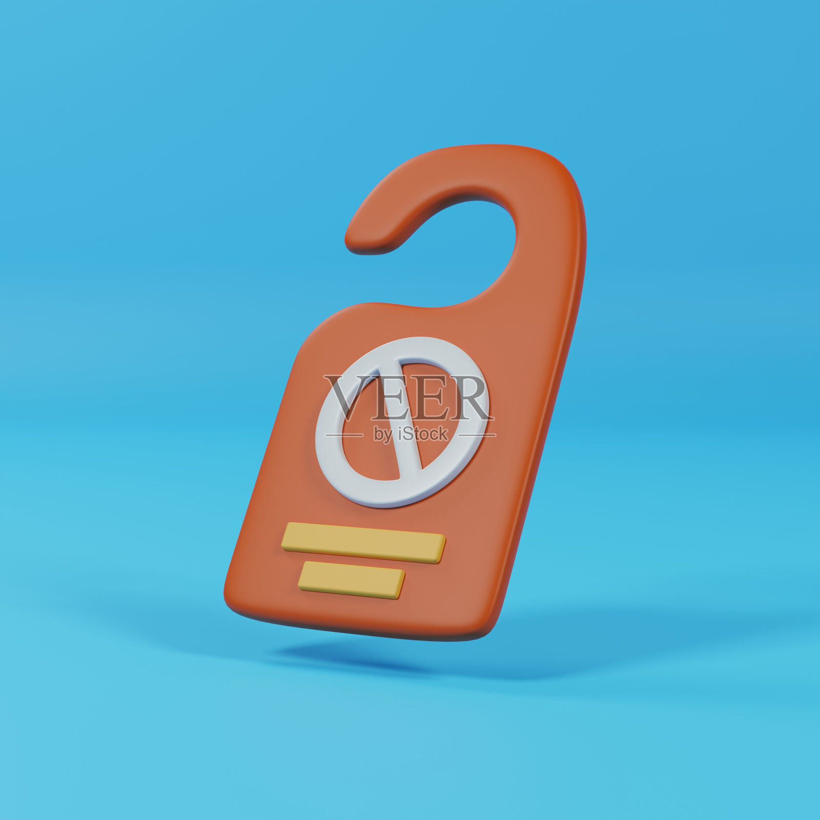 酒店房间概念的隐私揭晓，请勿打扰图标。3D渲染照片摄影图片