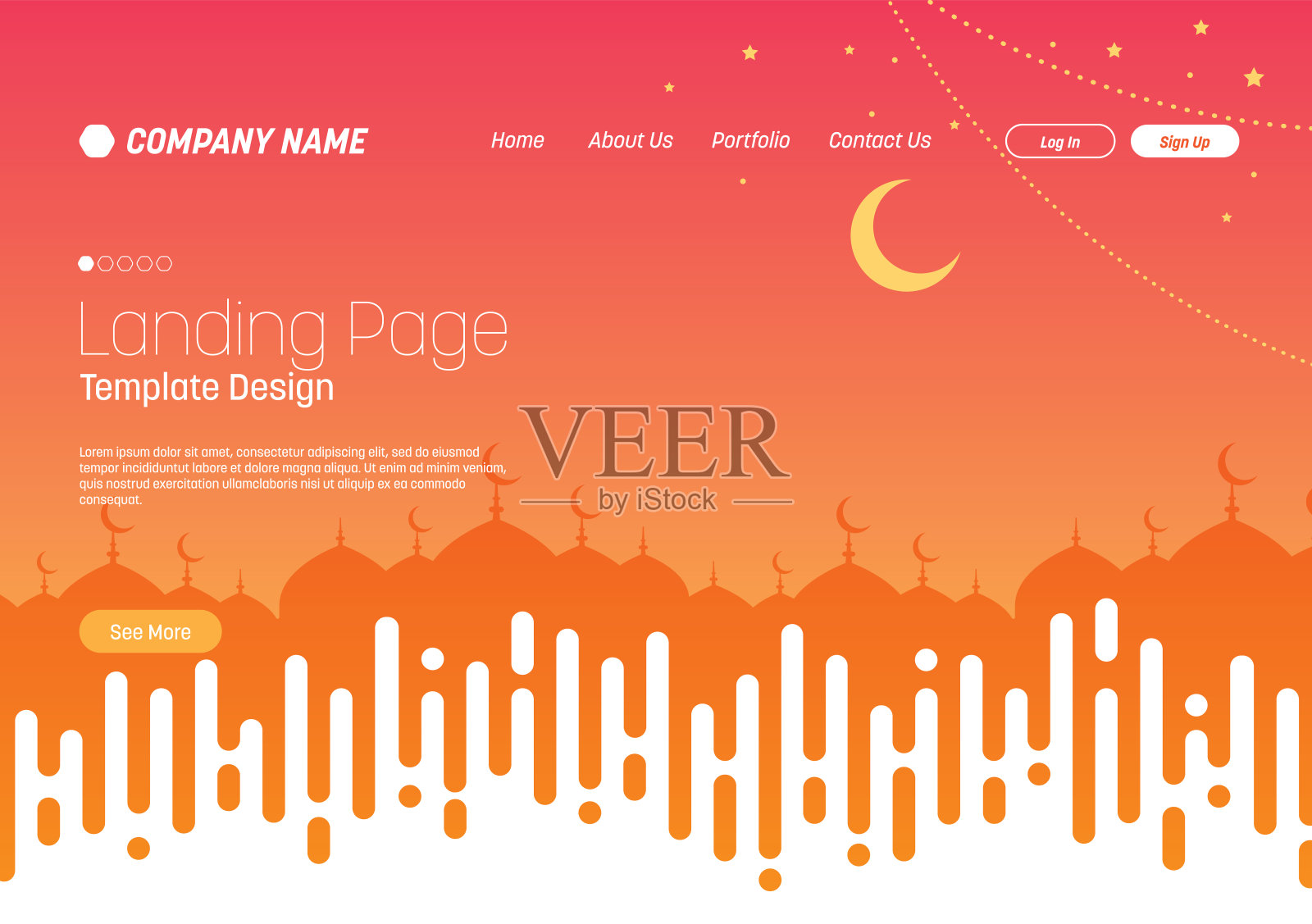 伊斯兰的概念。网站登陆页模板设计，抽象现代设计的网站矢量股票插图插画图片素材