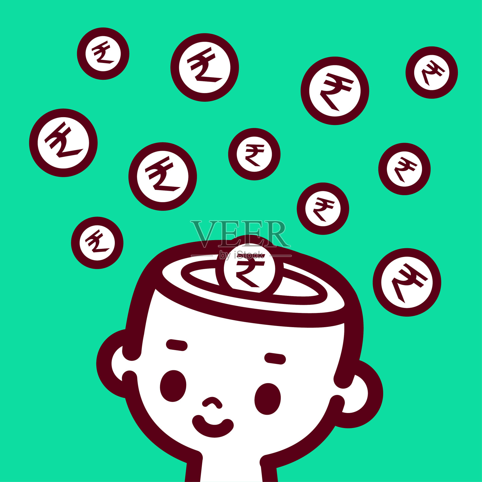 有经济头脑和理财意识的可爱儿童插画图片素材