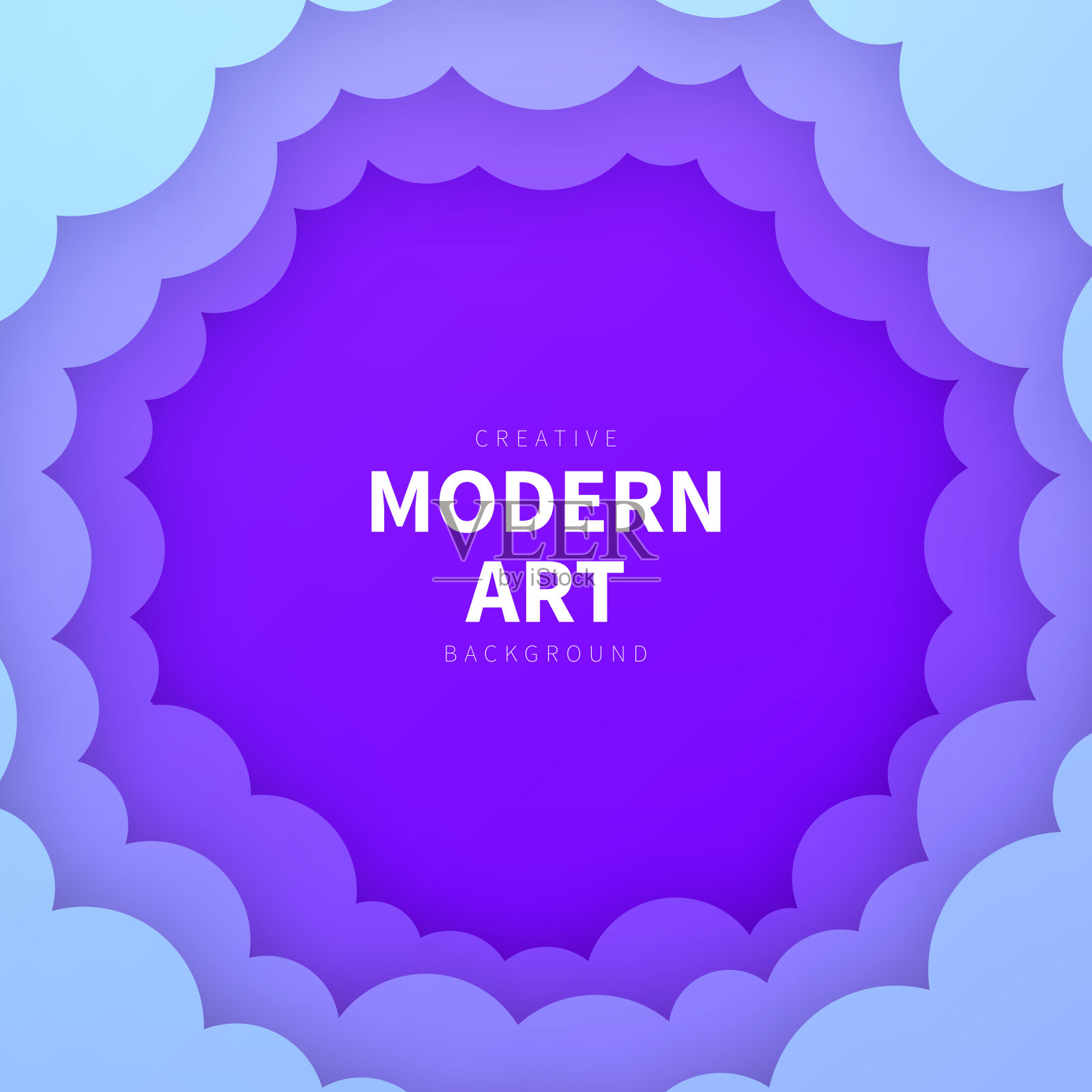 蓝云框架-剪纸背景-新潮的3D设计插画图片素材