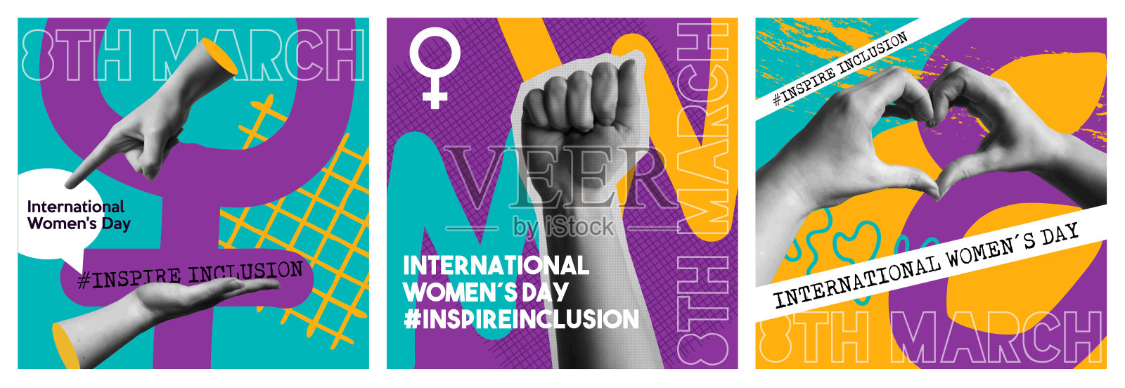 3月8日国际妇女节拼贴插画插画图片素材