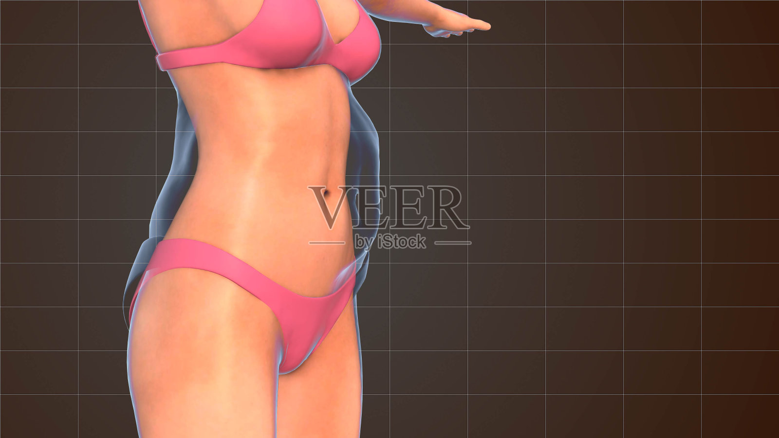 减少女性身体肥胖3d动画。照片摄影图片