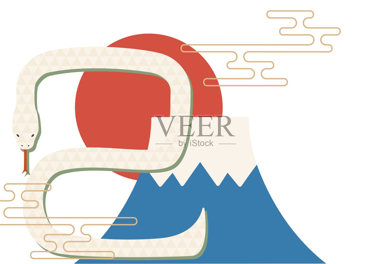 蛇年新年贺卡模板，横写插画图片素材