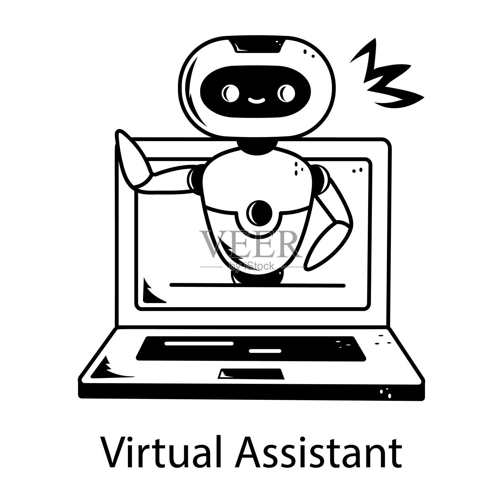 虚拟助手插画图片素材