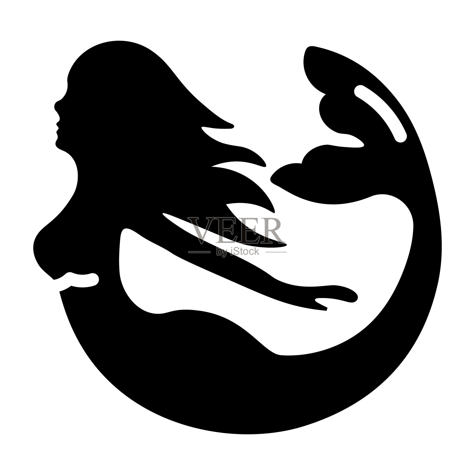 美人鱼的鱼插画图片素材