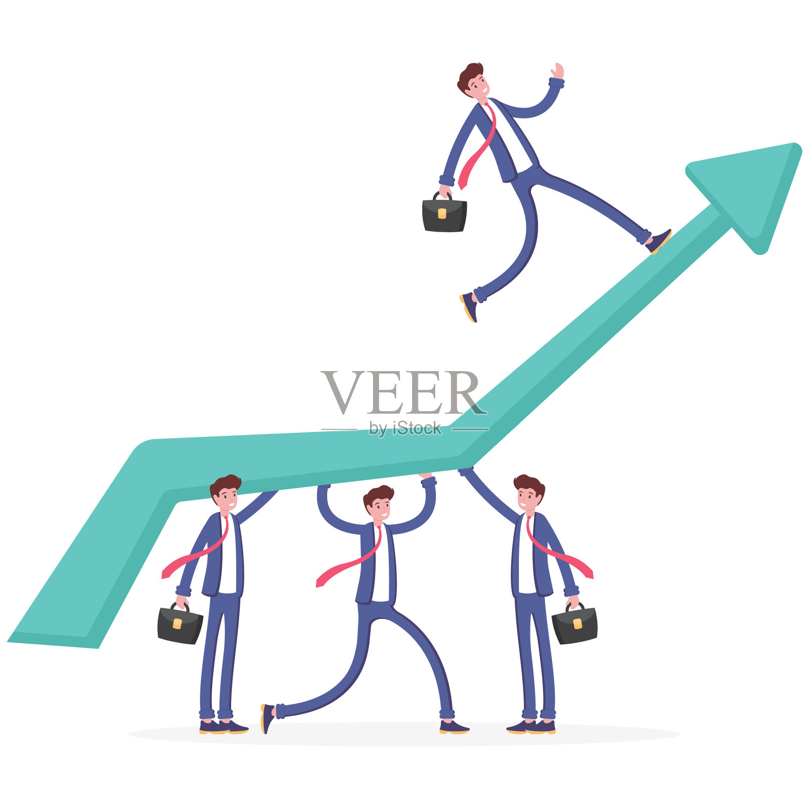 团队成员和领导者。成功的团队和优秀的领导者。合作互助，改善职业发展道路。帮助合作伙伴。提高表现和技能。插画概念设计插画图片素材