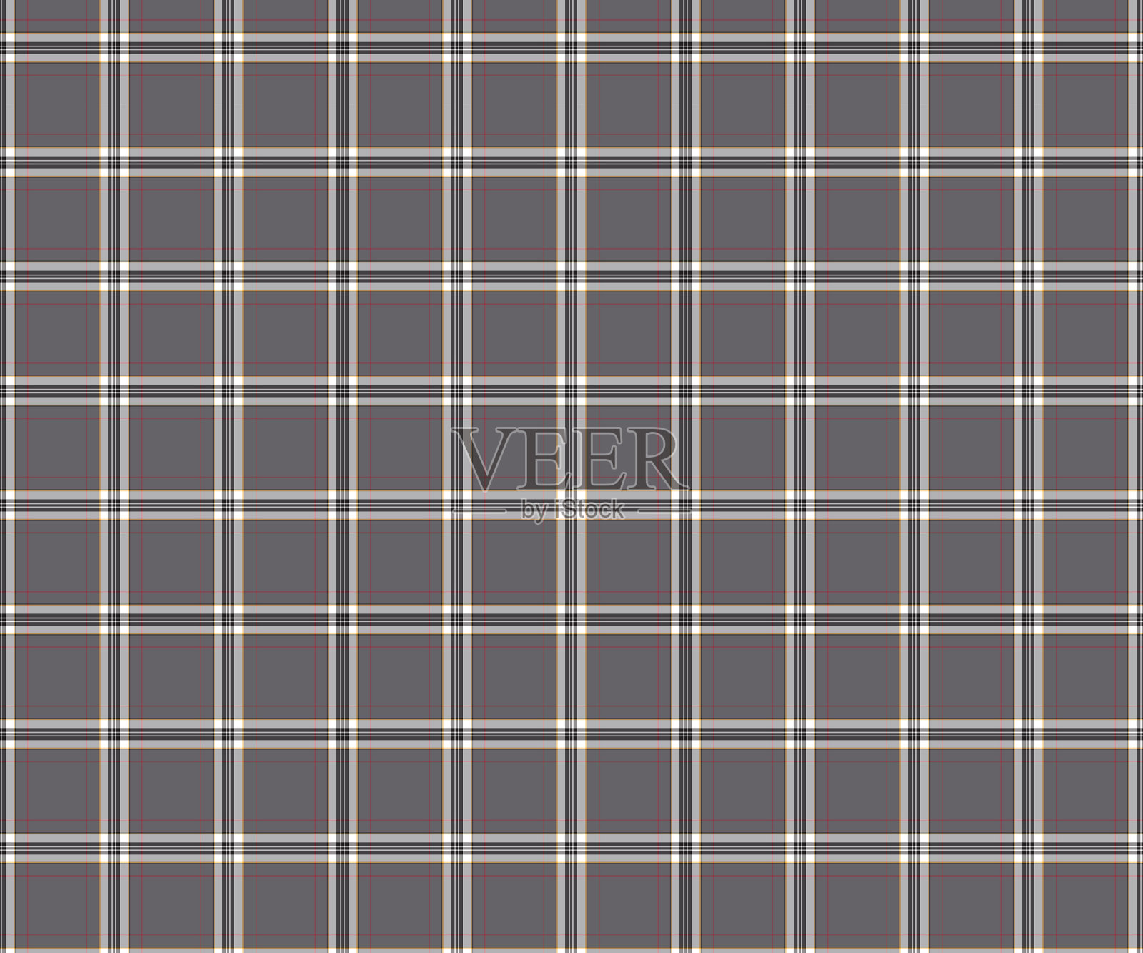 格纹，水彩灰，黑，白，红，纺织品无缝，裤子，裙子或装饰面料的设计。矢量插图。插画图片素材