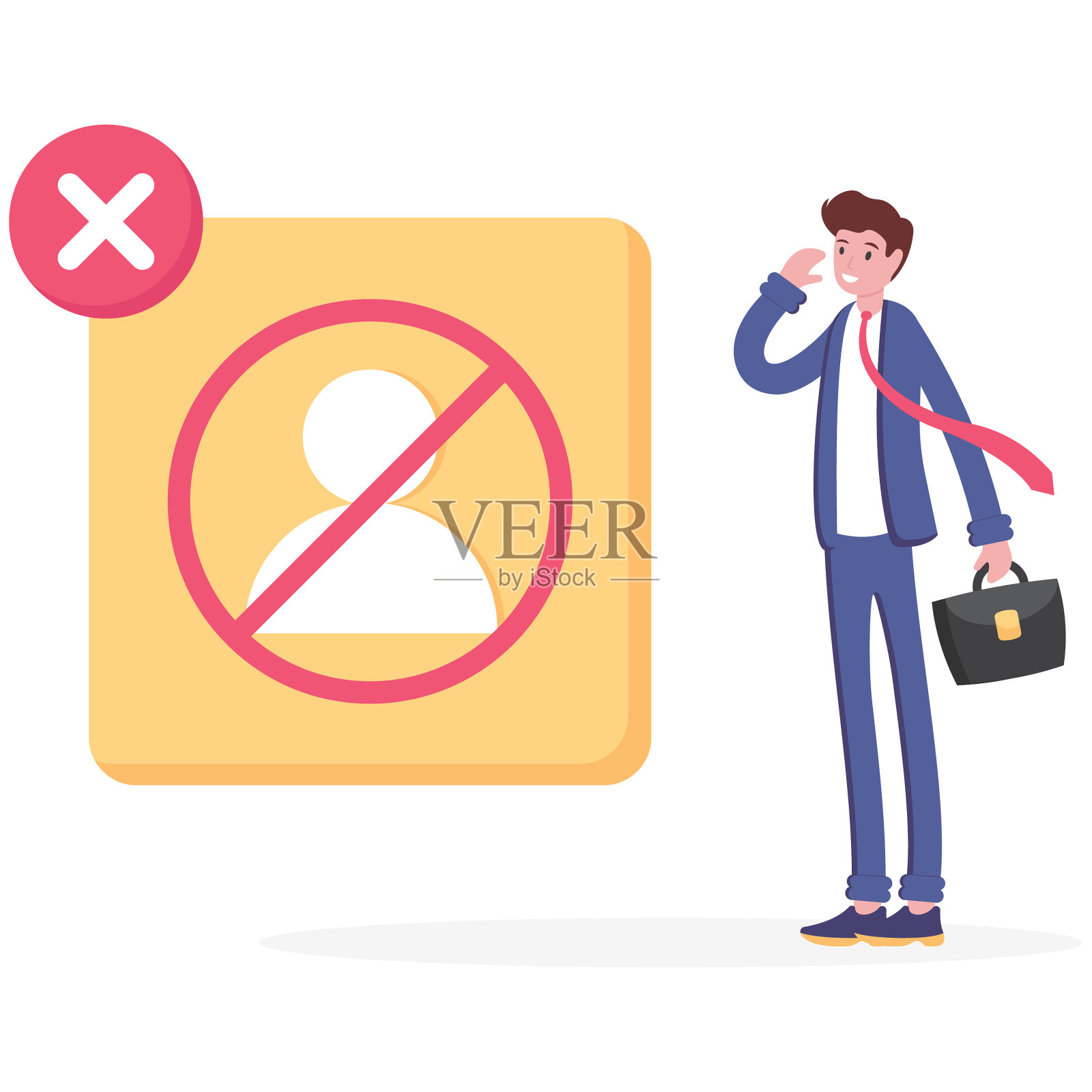 访问了。禁止用户。没有登录权限。无法登录账号。预防和安全。一名男子被禁止注册账户。插画概念设计插画图片素材