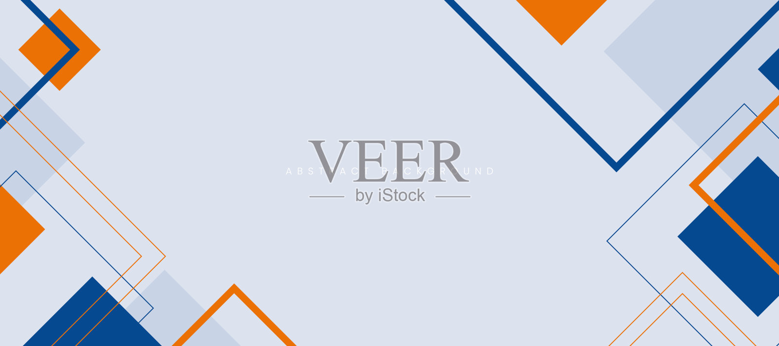 抽象的极简主义背景与蓝橙色几何方形形状插画图片素材