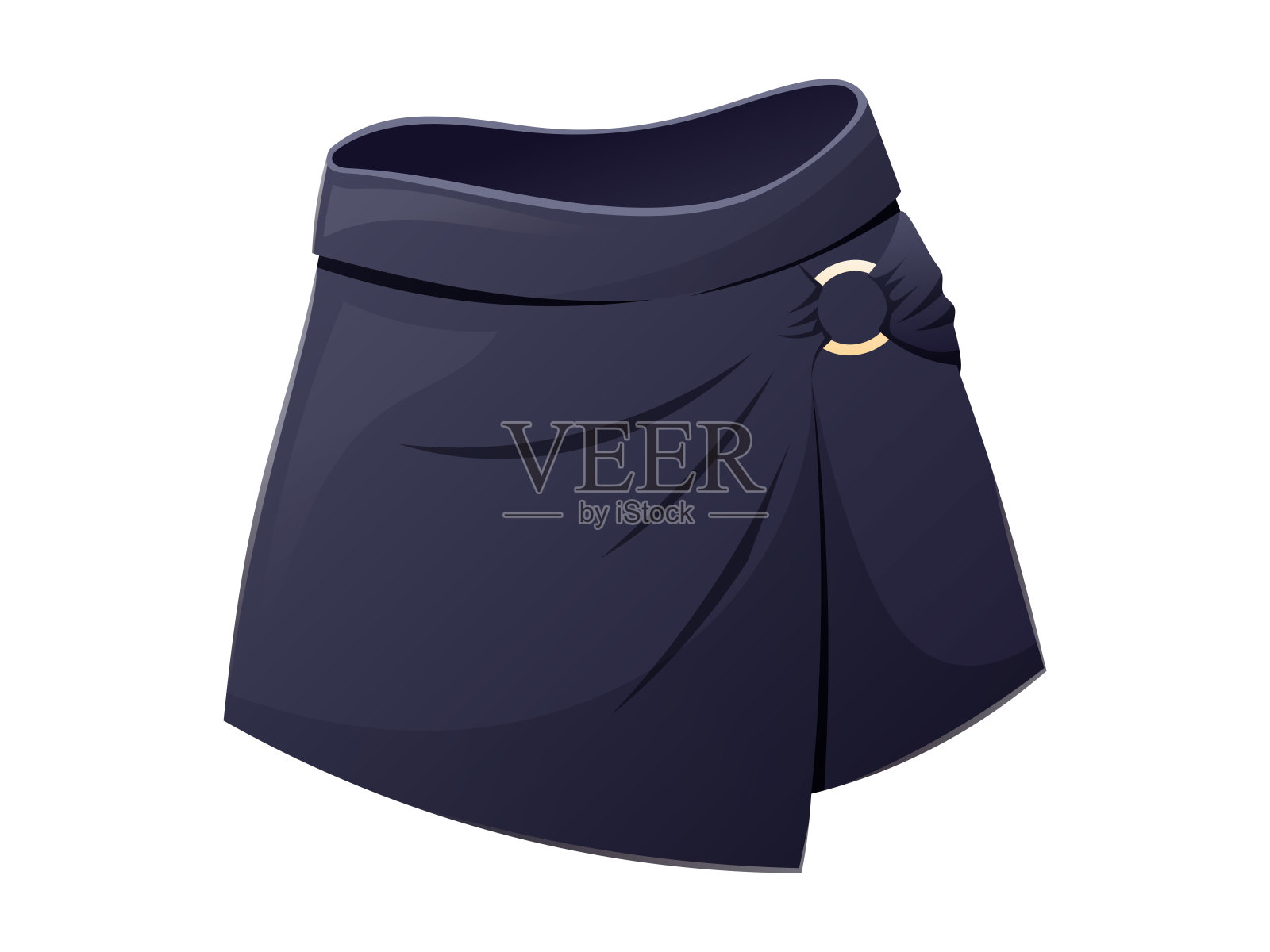 女士黑色优雅迷你裙。矢量隔离卡通服装。插画图片素材