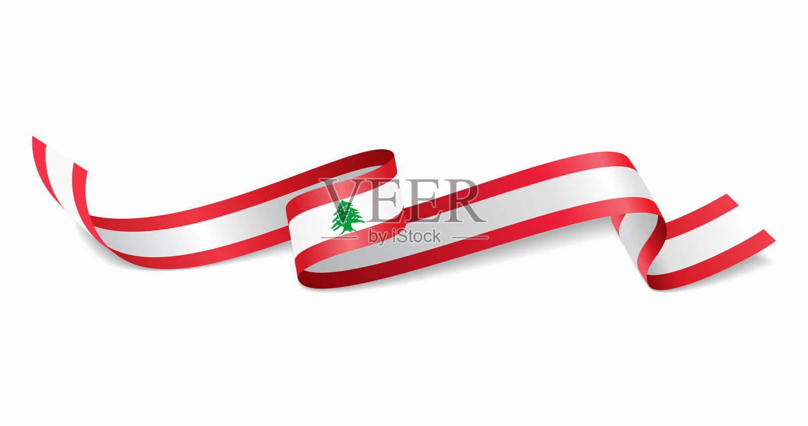 黎巴嫩国旗波浪抽象背景。矢量插图。插画图片素材