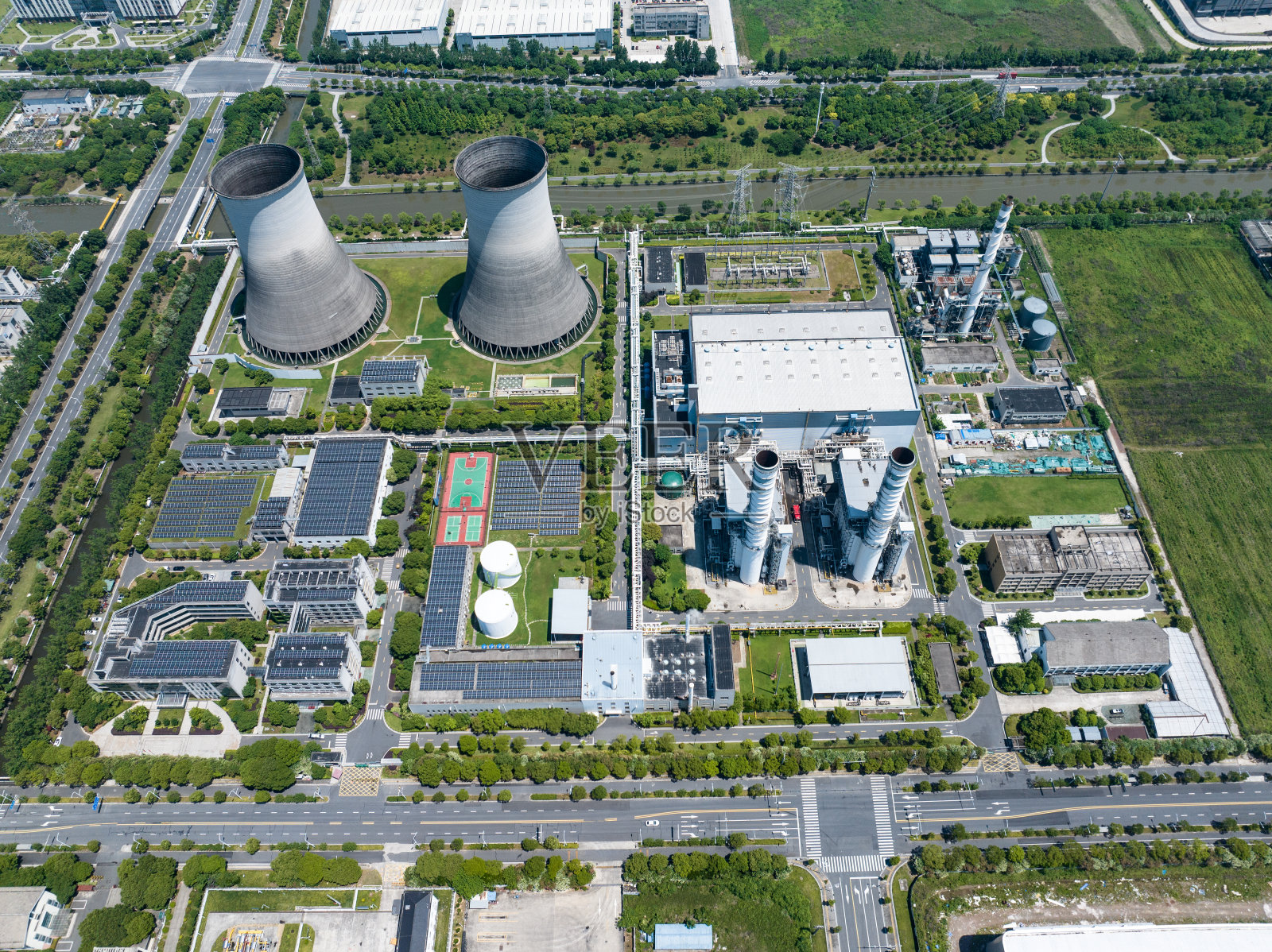 俯瞰热电厂照片摄影图片