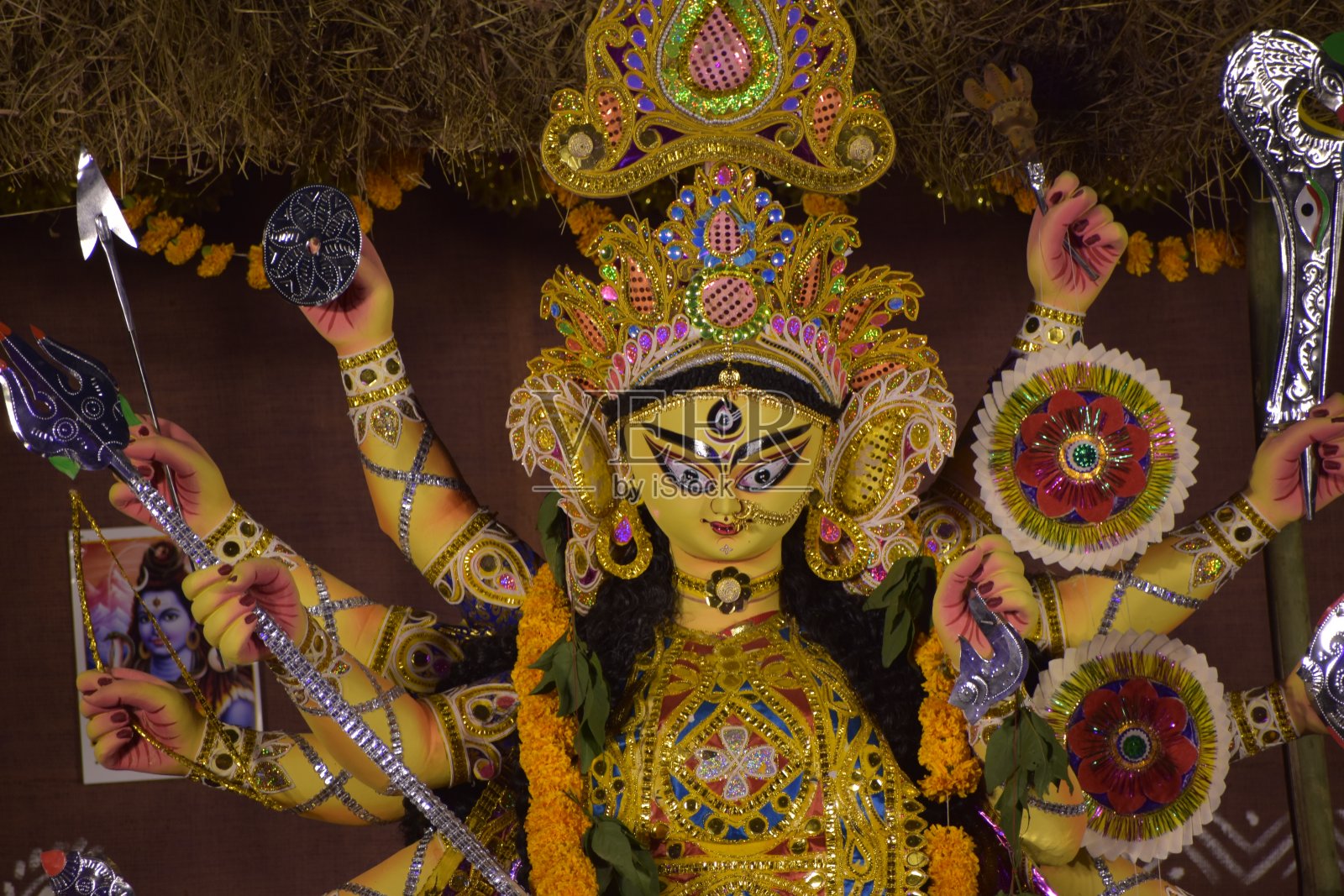 孟加拉Durga Pooja，西孟加拉邦加尔各答照片摄影图片