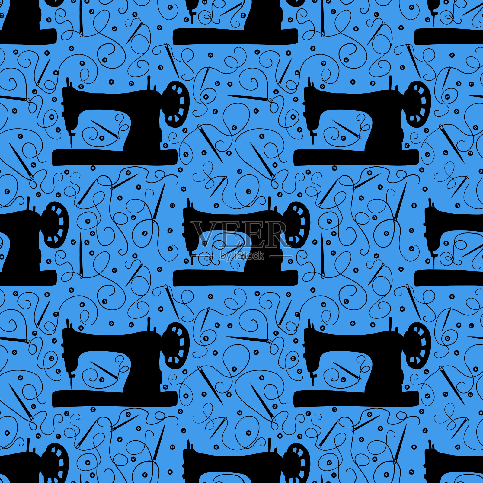 爱好缝制无缝花纹织物和亚麻布及儿童服装印花插画图片素材