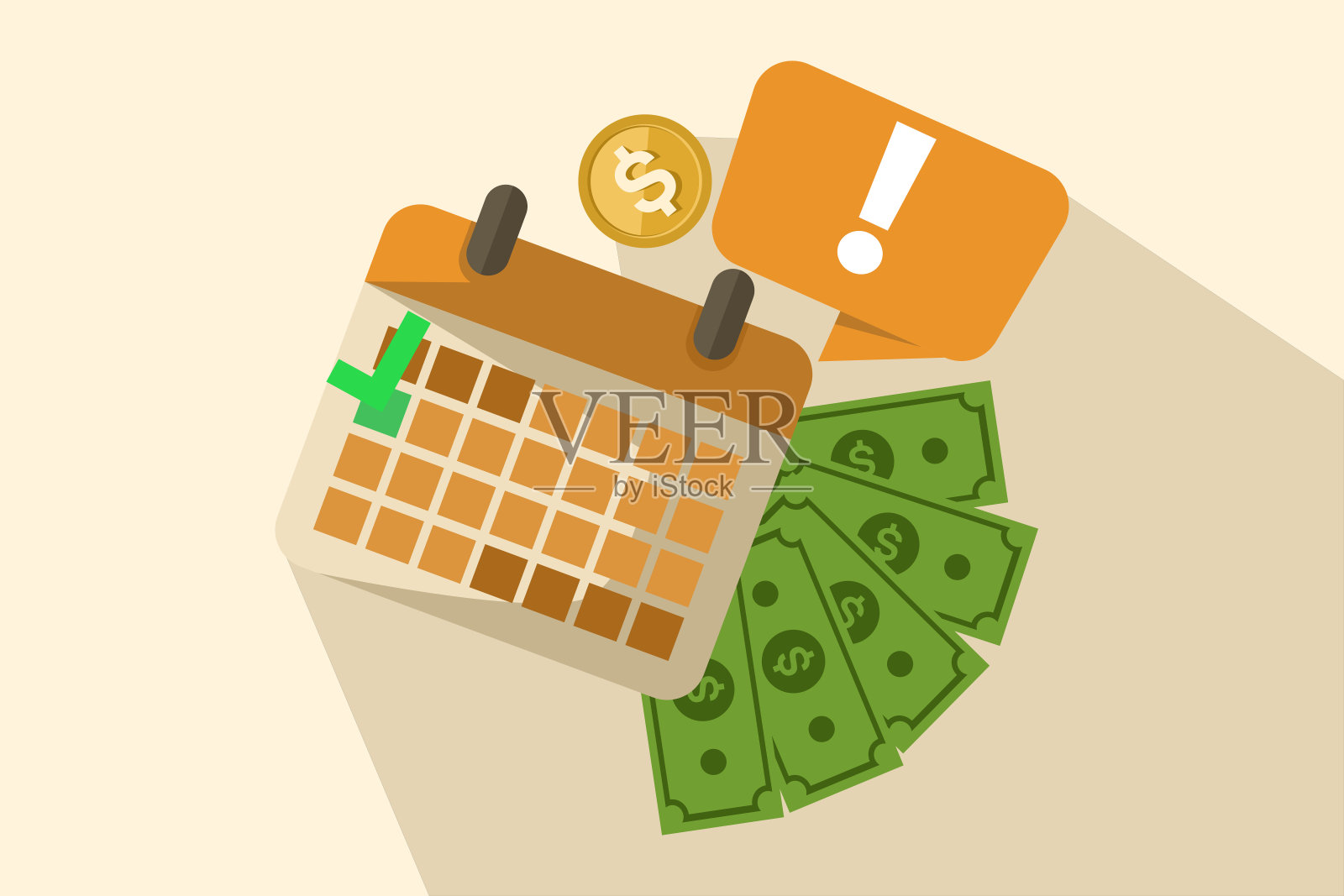 工资支付阶梯概念成功的自动或定期付款时间表日程安排，在日历和检查标记，税收或信贷账单的时间，贷款日期或预算收入日，资金计划。插画图片素材