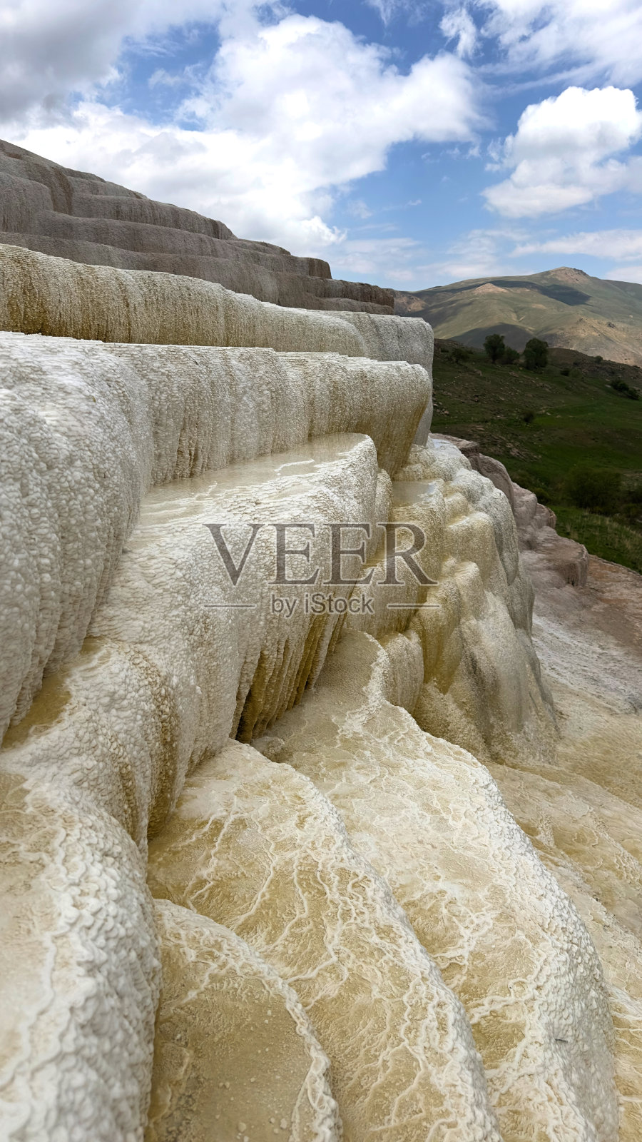 Baskale的石灰华，巨大的梯田温泉照片摄影图片