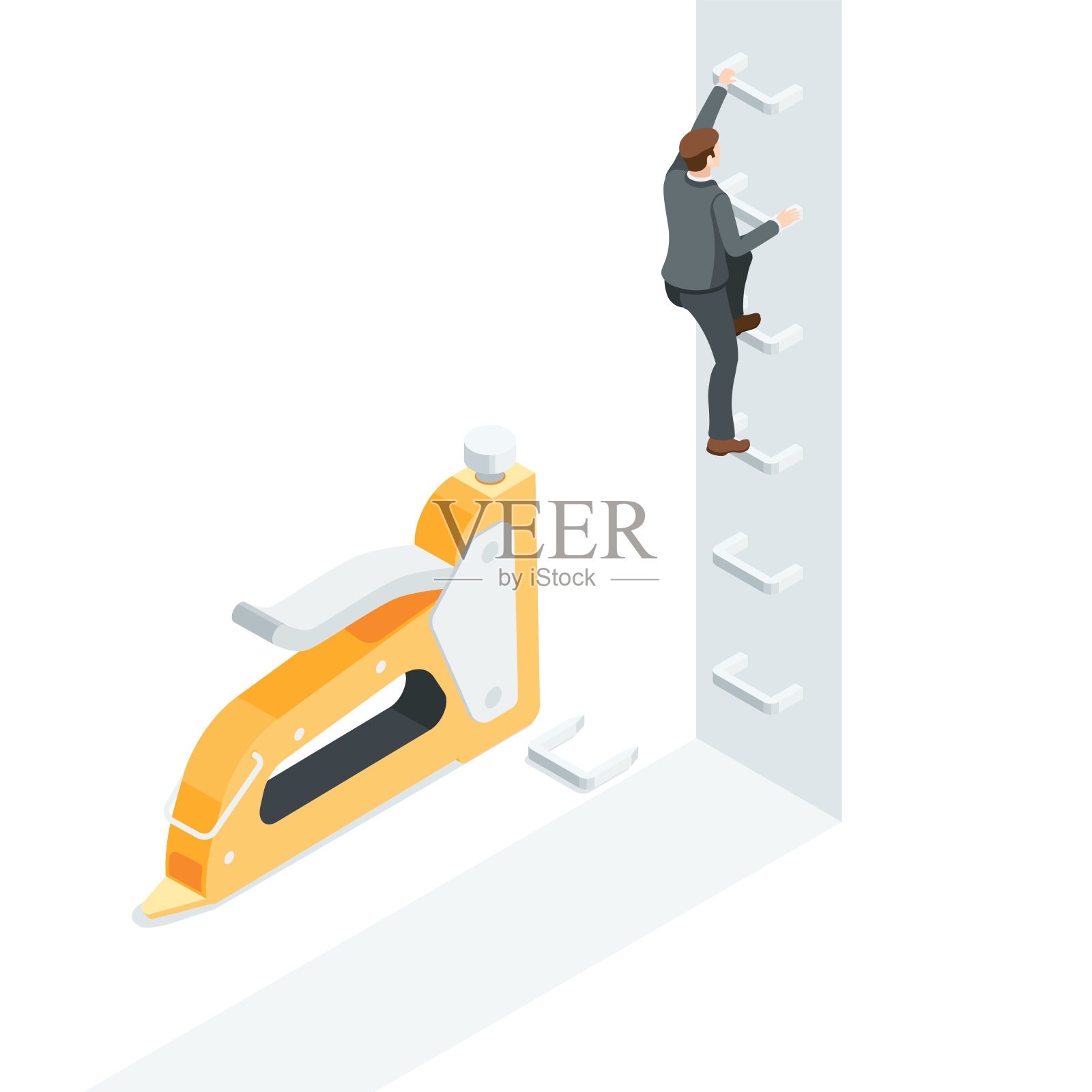 订书钉楼梯插画图片素材