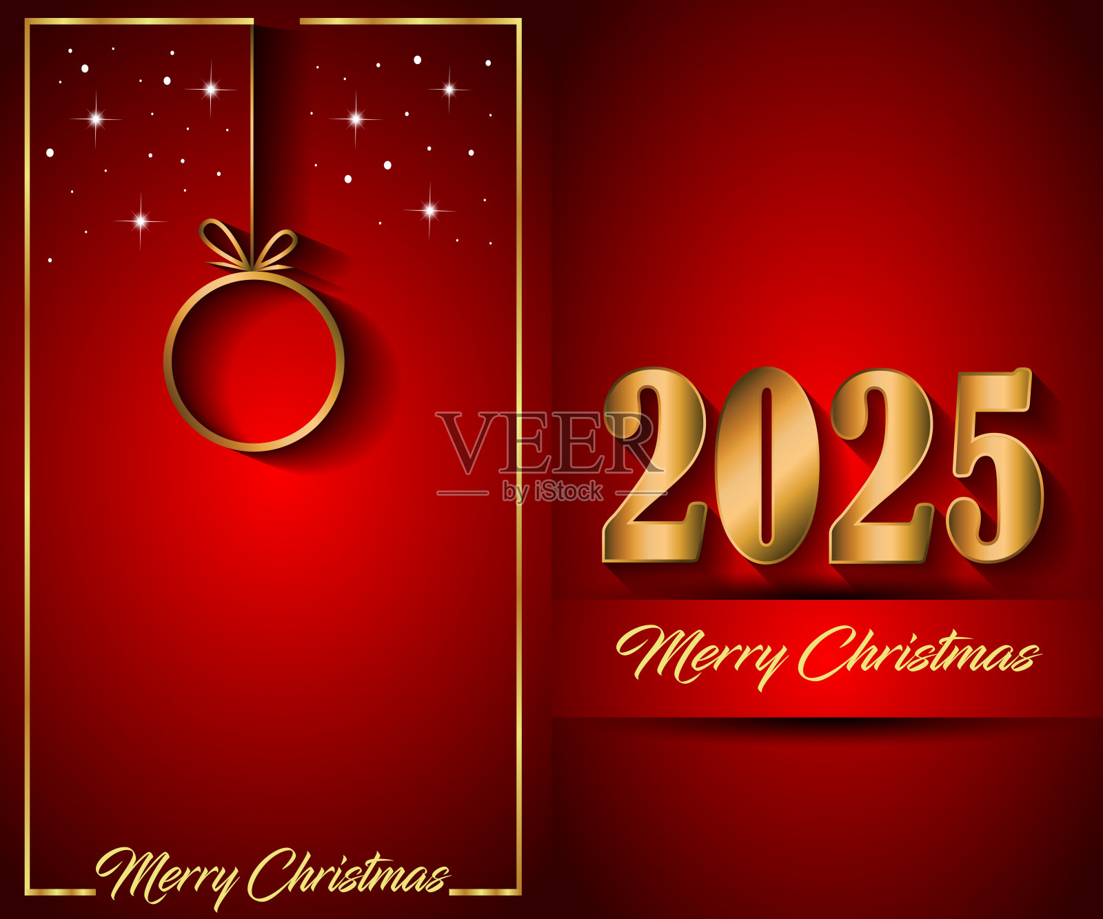 2025圣诞快乐的背景为您的季节邀请，节日海报，贺卡。插画图片素材