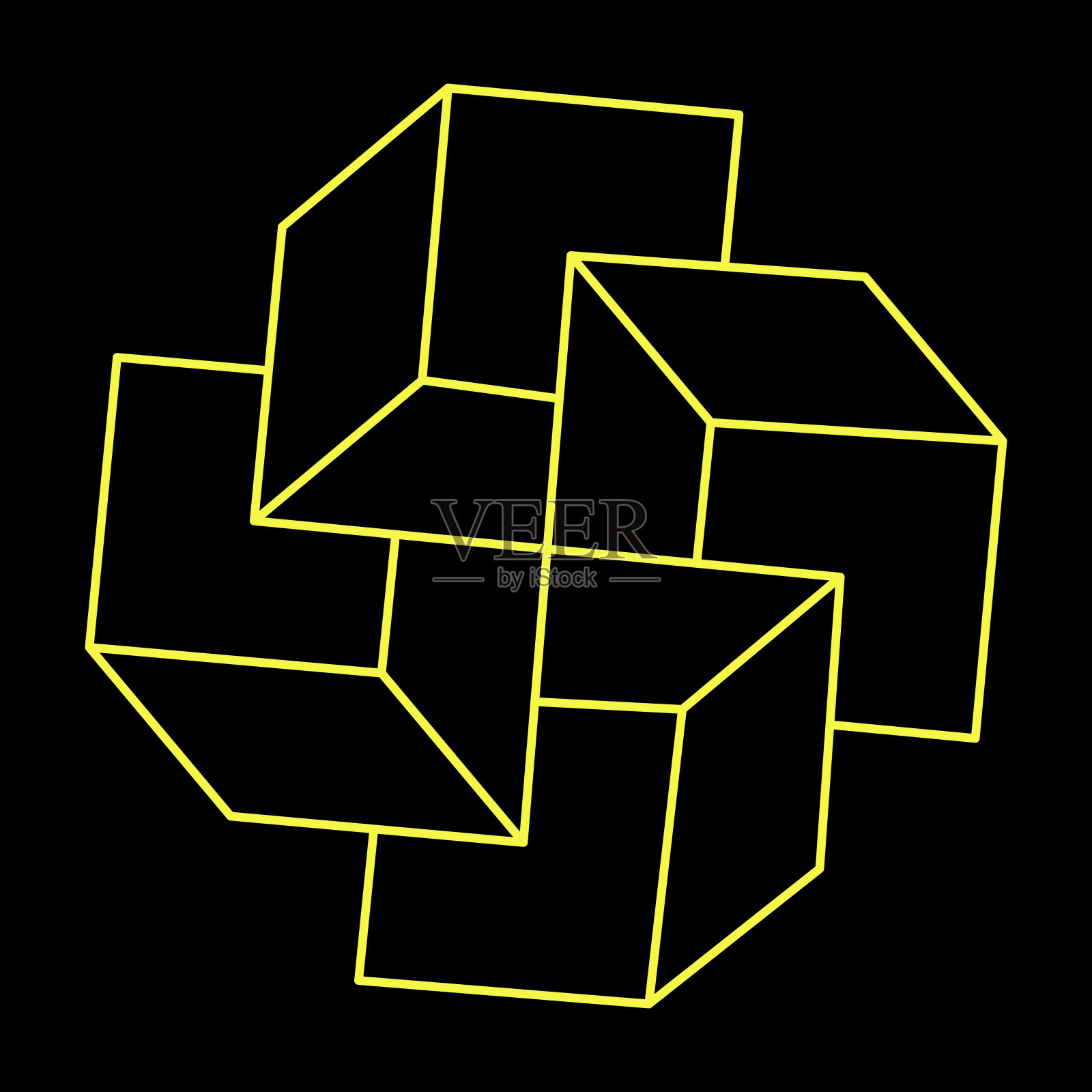 不可能的光学错觉形状。光学艺术对象。不可能的数据。神圣几何学。插画图片素材