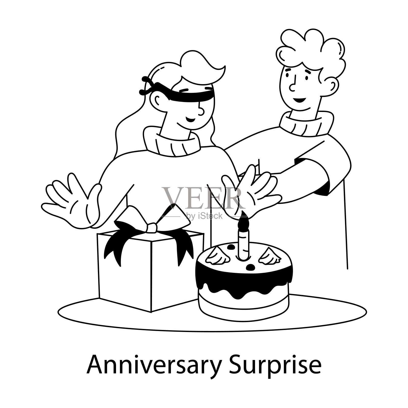 周年惊喜插画图片素材