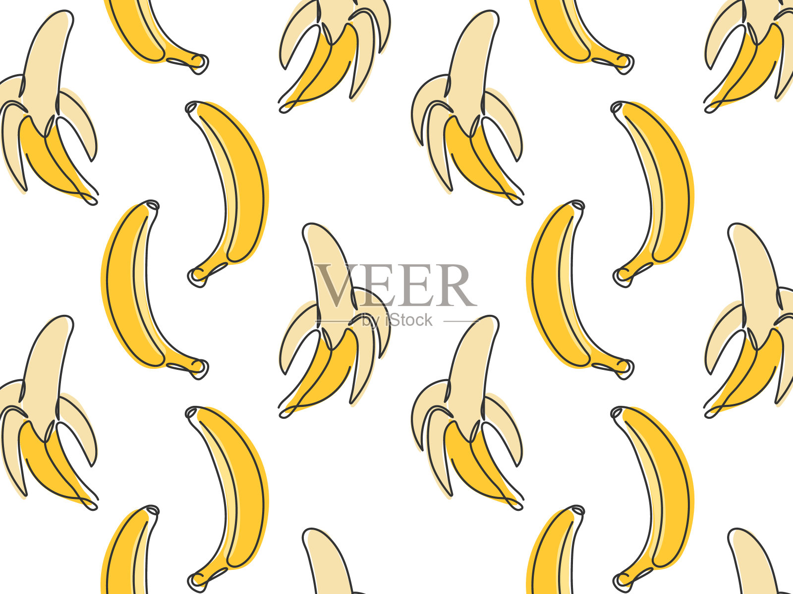 涂鸦抽象香蕉无缝图案插画图片素材