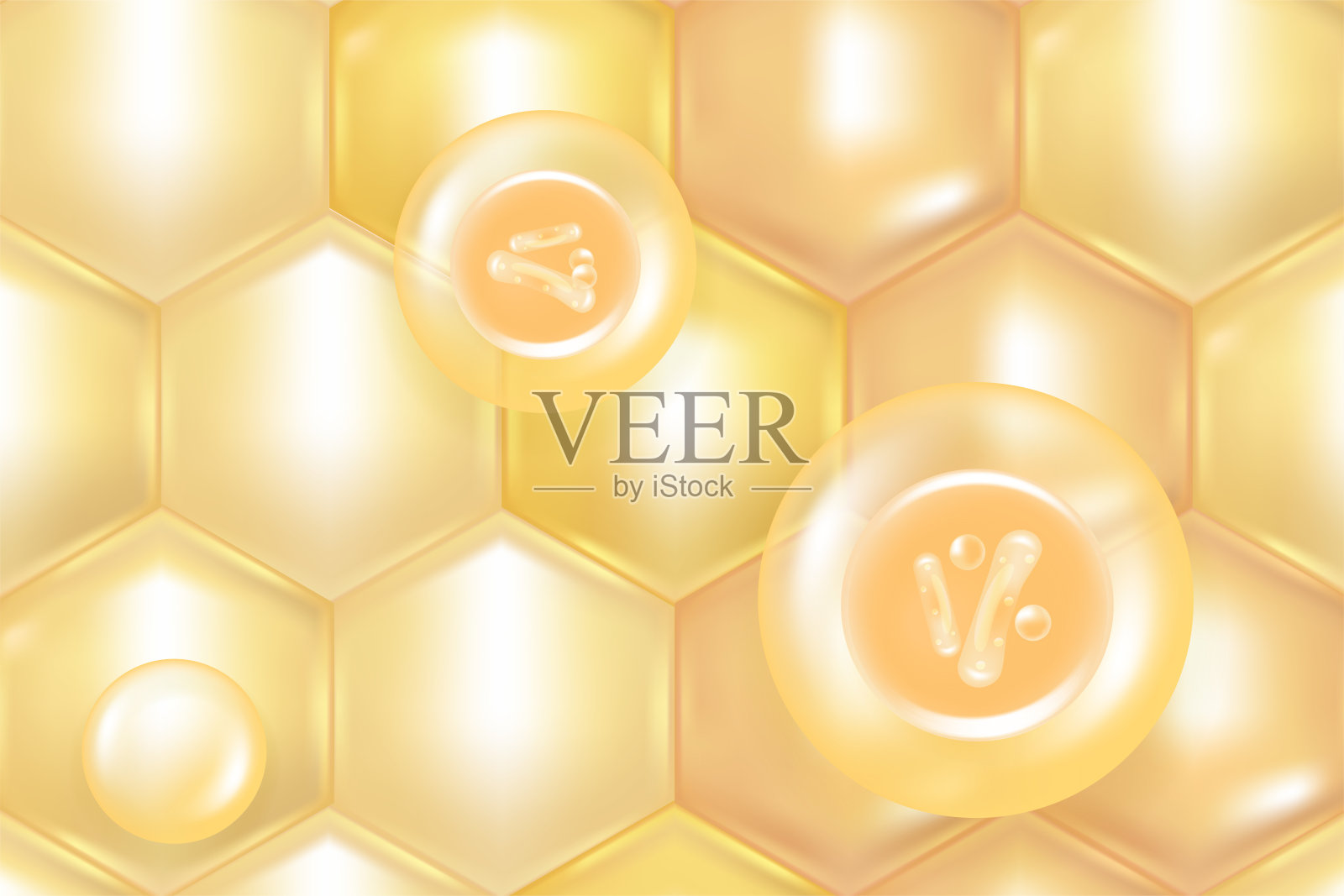 益生菌和透明质酸皮肤解决方案广告，黄金胶原蛋白，和维生素血清滴与化妆品广告背景准备使用插图矢量。插画图片素材