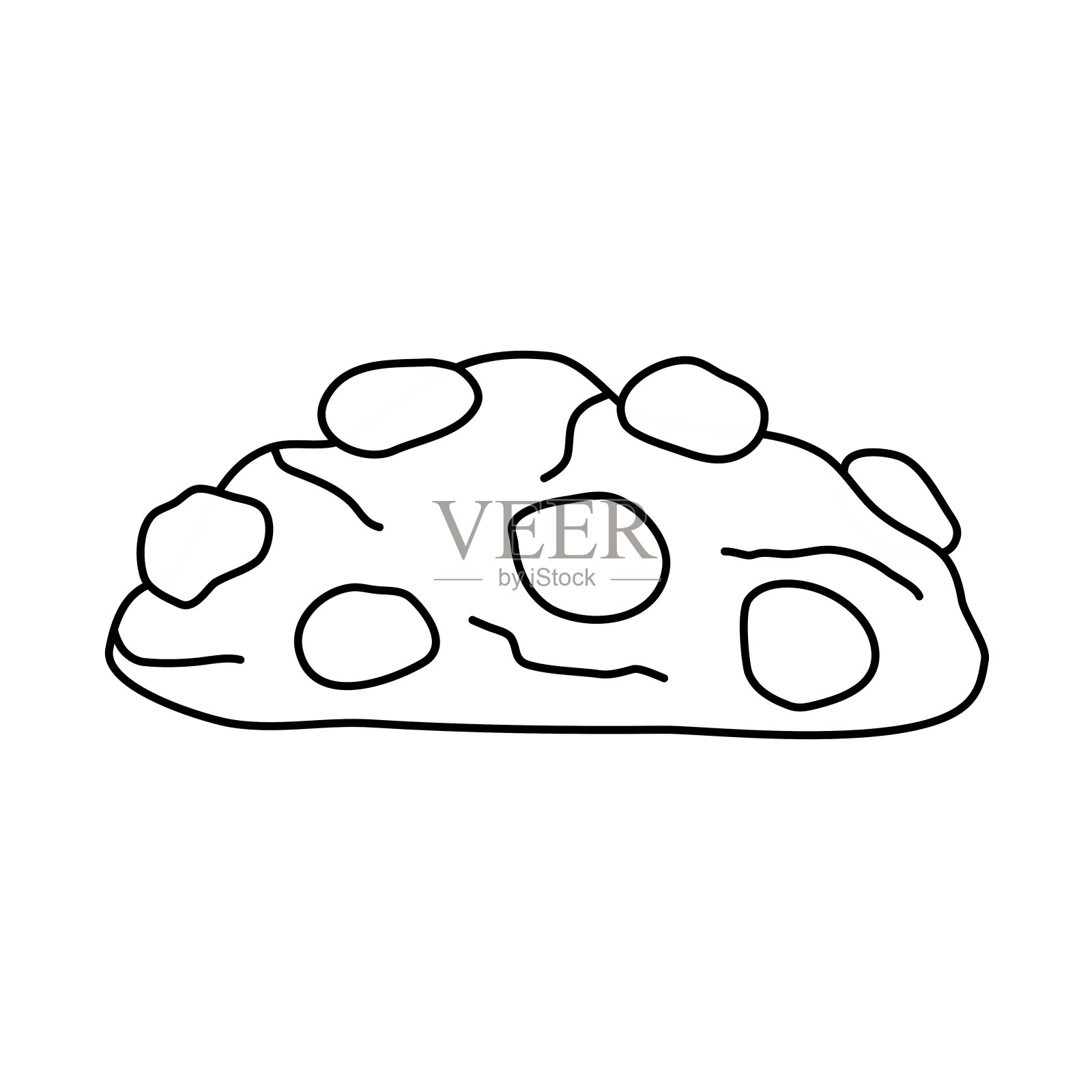 巧克力片饼干，侧面视图，涂鸦风格的平面矢量轮廓为着色书插画图片素材