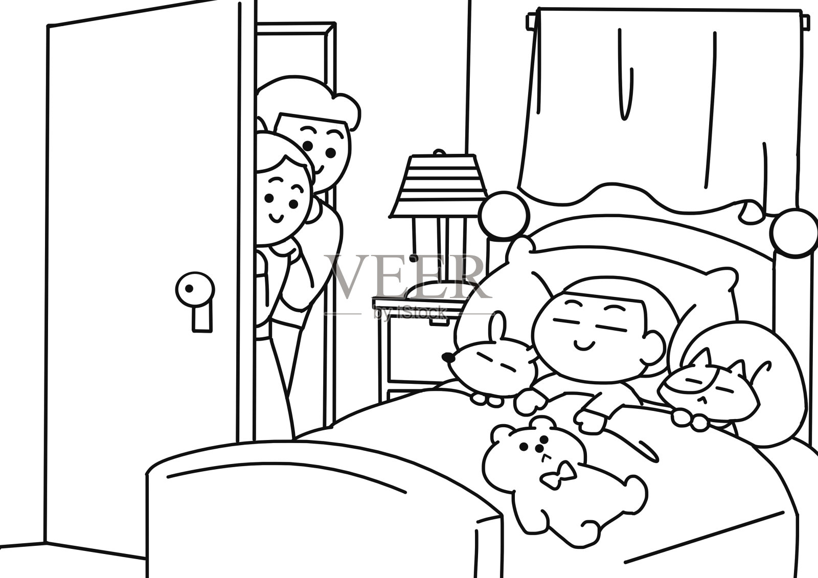 小孩子做了个好梦。插画图片素材