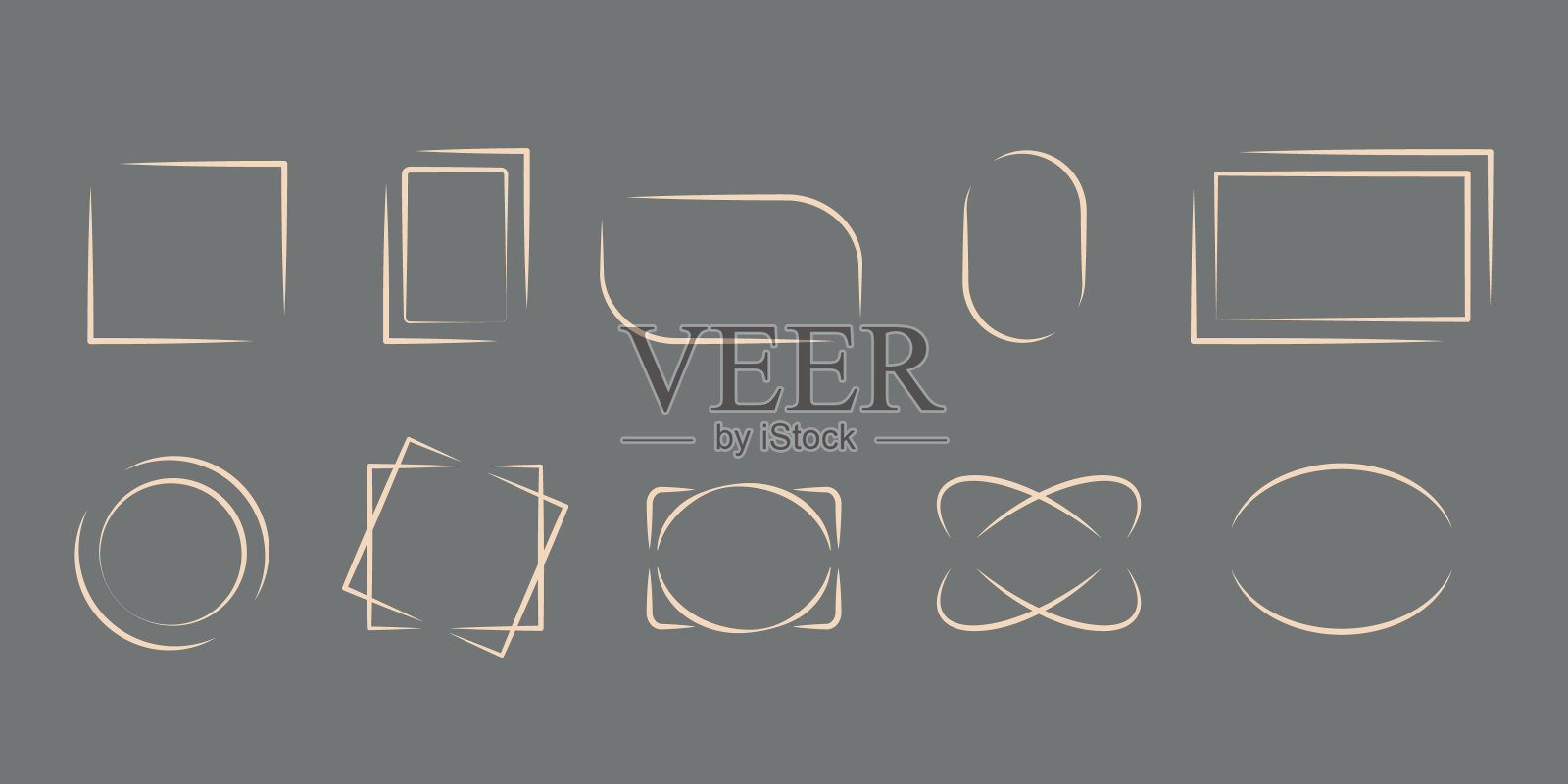 几何框架和边界设置。现代极简美学的线条元素。向量插画图片素材