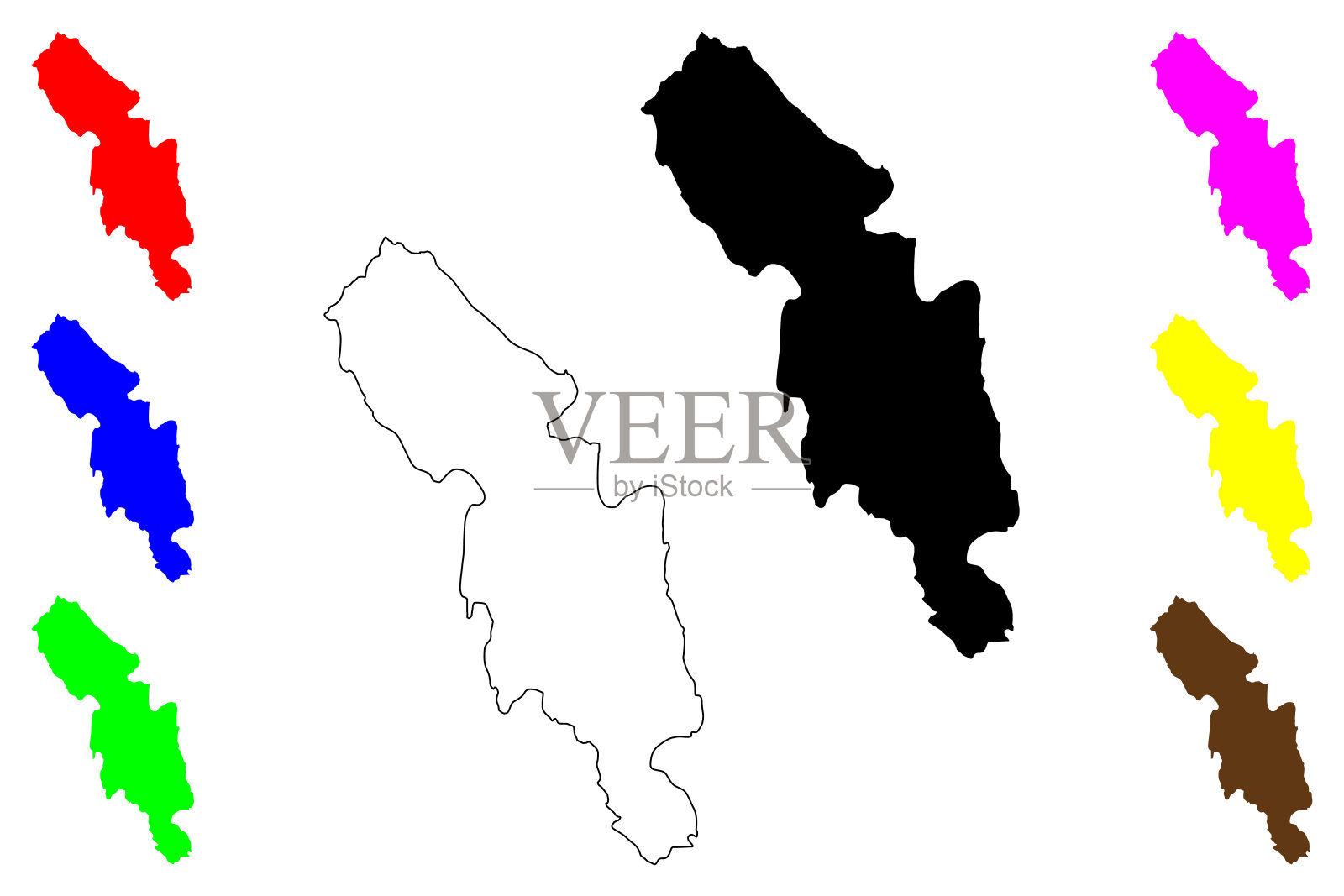 比特岛(大不列颠及北爱尔兰联合王国、苏格兰、奥克尼群岛)地图矢量插图，潦草素描比特岛地图插画图片素材