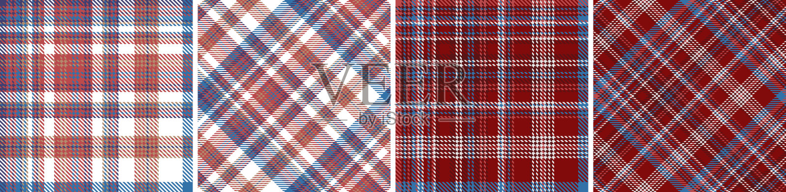 格纹无缝矢量格子图案设置。插画图片素材