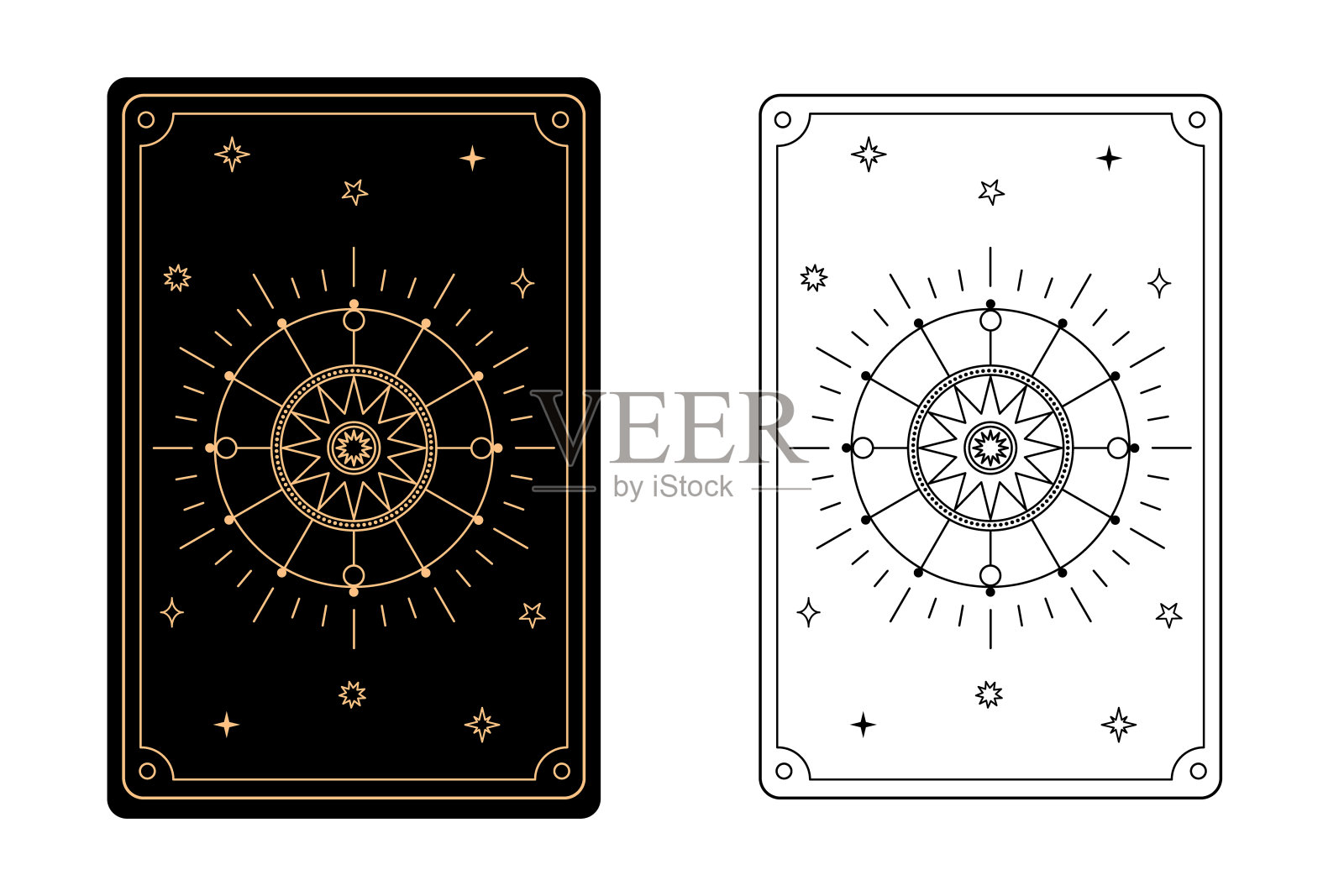 命运之轮塔罗牌。一副塔罗牌的主要奥秘。插画图片素材